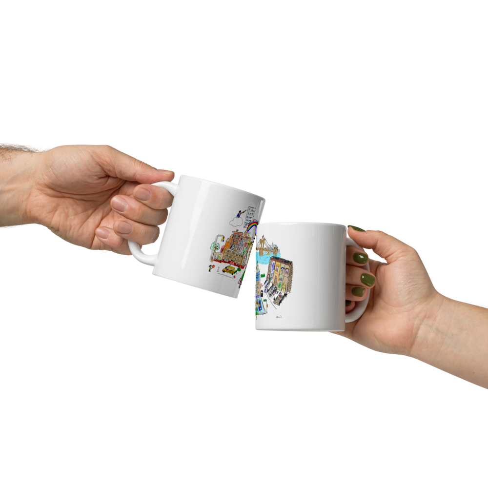 "Walking on a rainbow..." White glossy mug