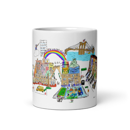 "Walking on a rainbow..." White glossy mug