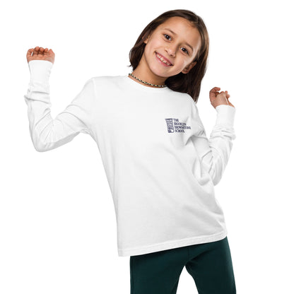 TBBS - Kids Embroidered Long Sleeve White T Shirt / Bella + Canvas 3501Y