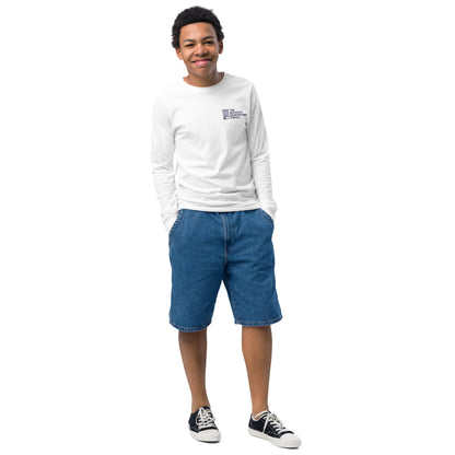 TBBS - Kids Embroidered Long Sleeve White T Shirt / Bella + Canvas 3501Y
