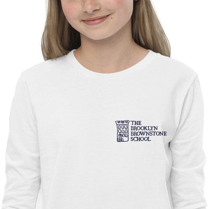 TBBS - Kids Embroidered Long Sleeve White T Shirt / Bella + Canvas 3501Y